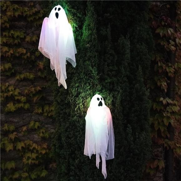 3 PCS Halloween Hanging Ghost with Light Window Decor, Animated Flying Ghost - Picture 4 of 7